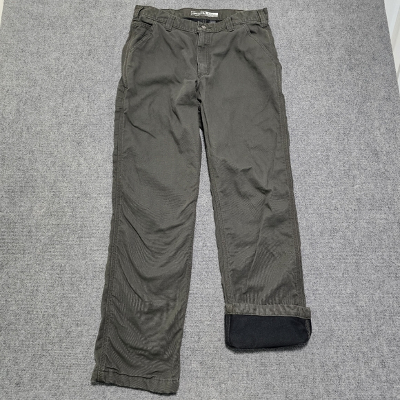 Carhartt Rugged Flex Relaxed Fit Canvas Knit Lined Utility Work Pants Gray 34x32 - Picture 1 of 10